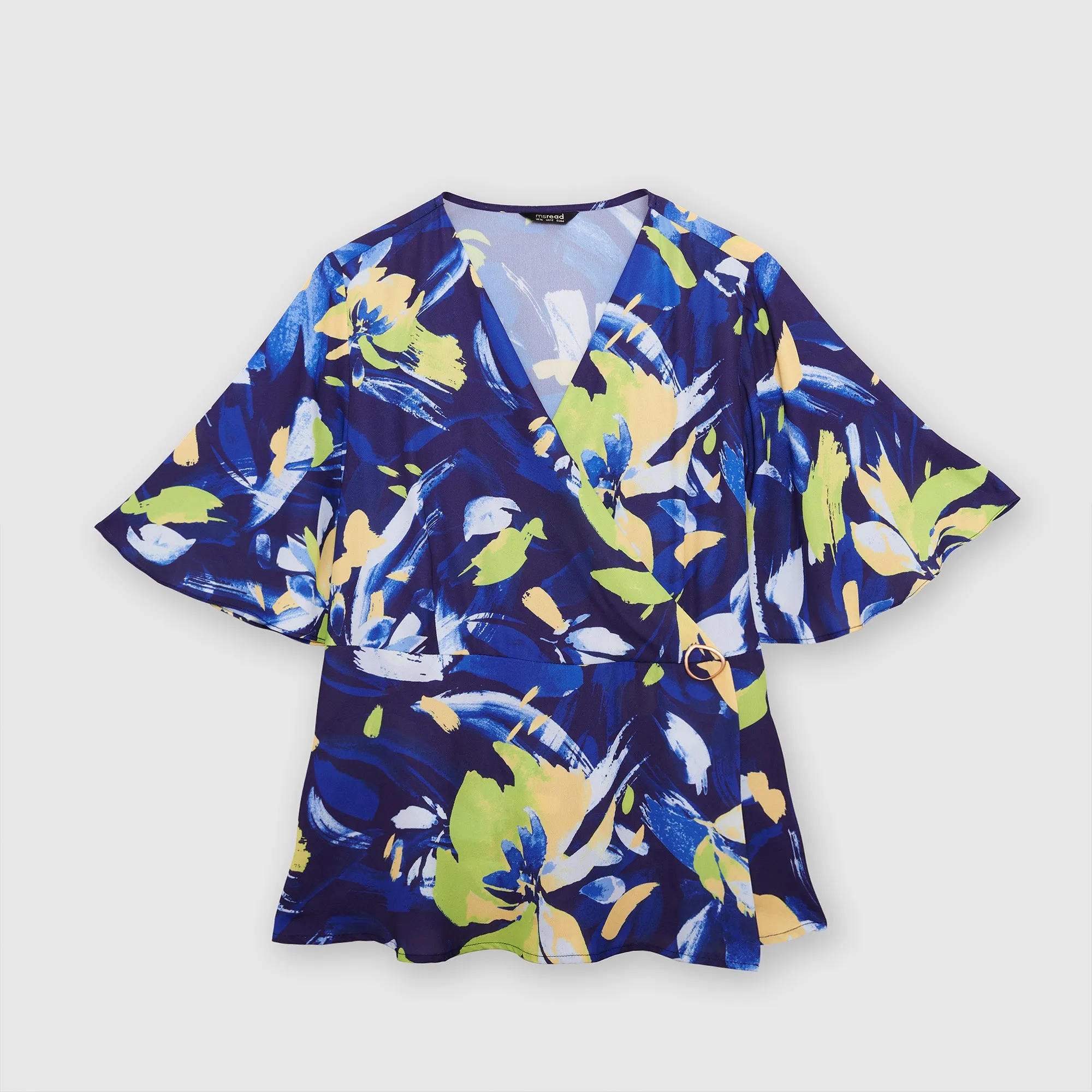 Printed Overlap Peplum Top