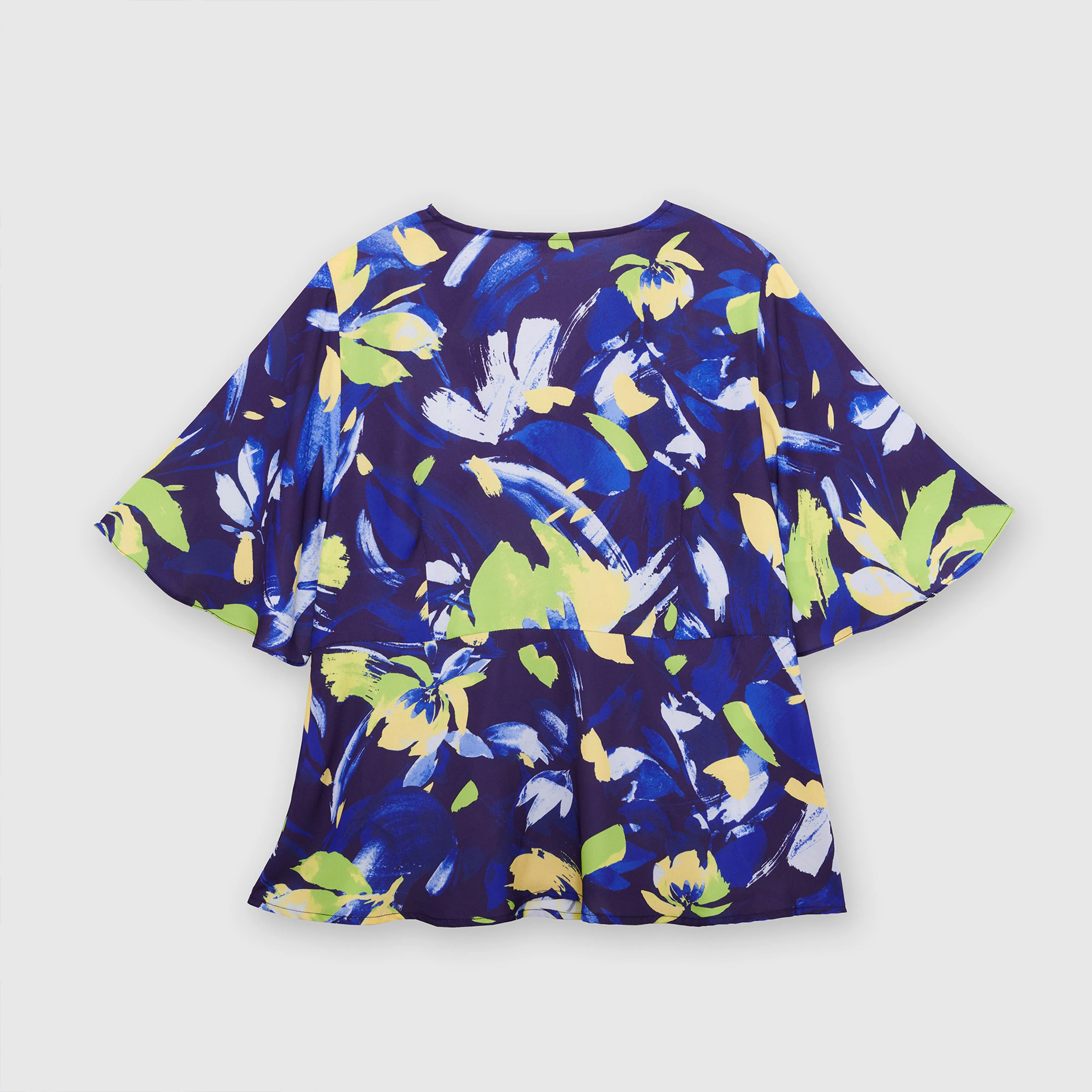 Printed Overlap Peplum Top