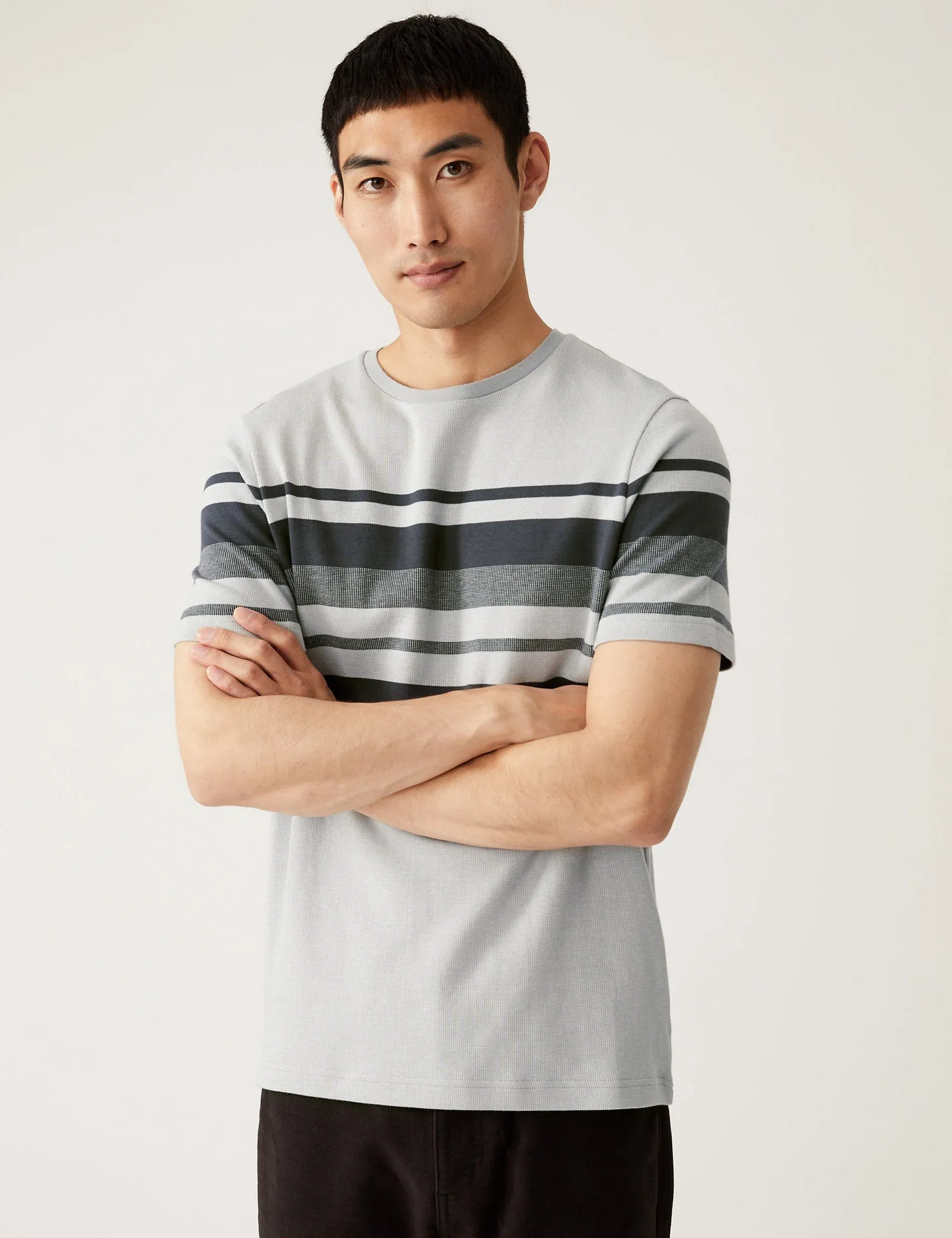 Pure Cotton Striped Double Knit T-Shirt