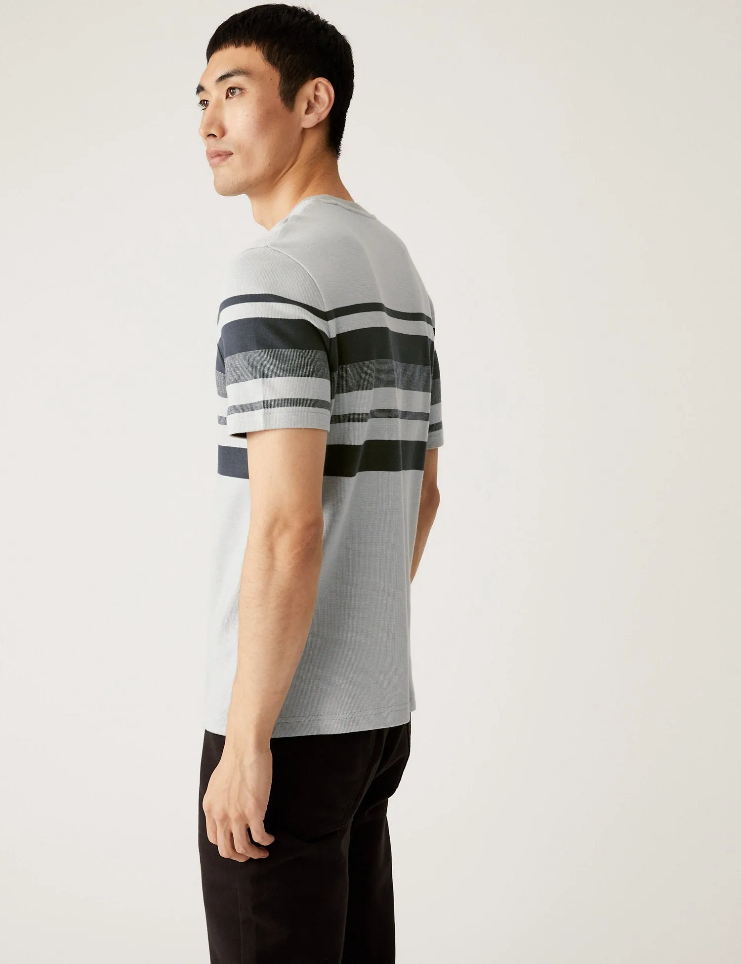 Pure Cotton Striped Double Knit T-Shirt