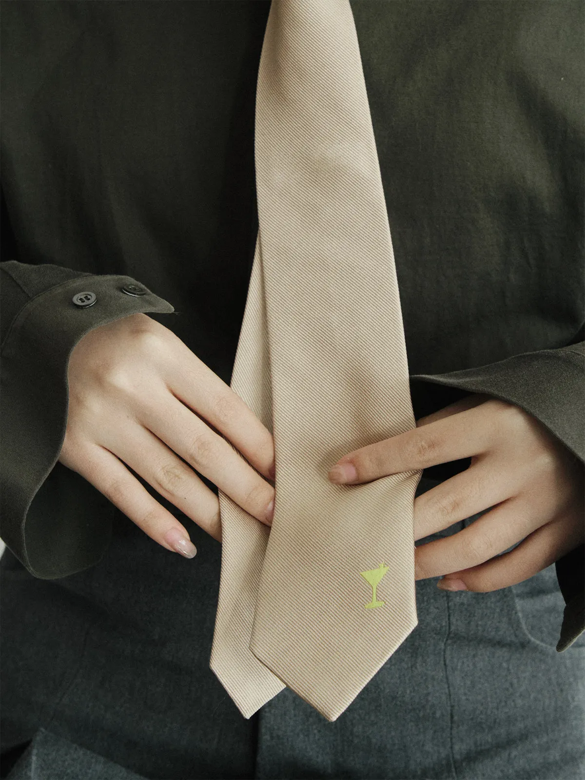 "Martini" Silk Tie - Khaki