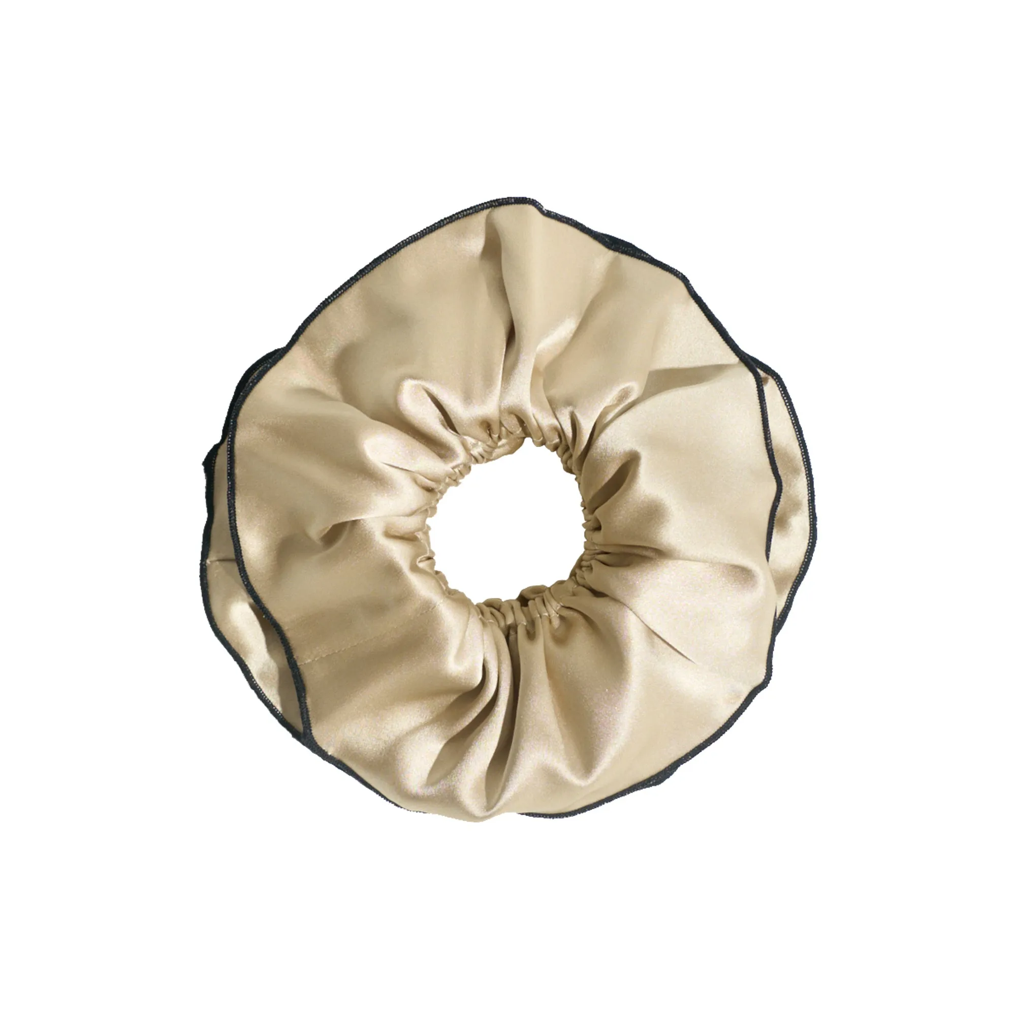 "Maxi Flower" Double-Layer Oversized Silk Scrunchie - Tan