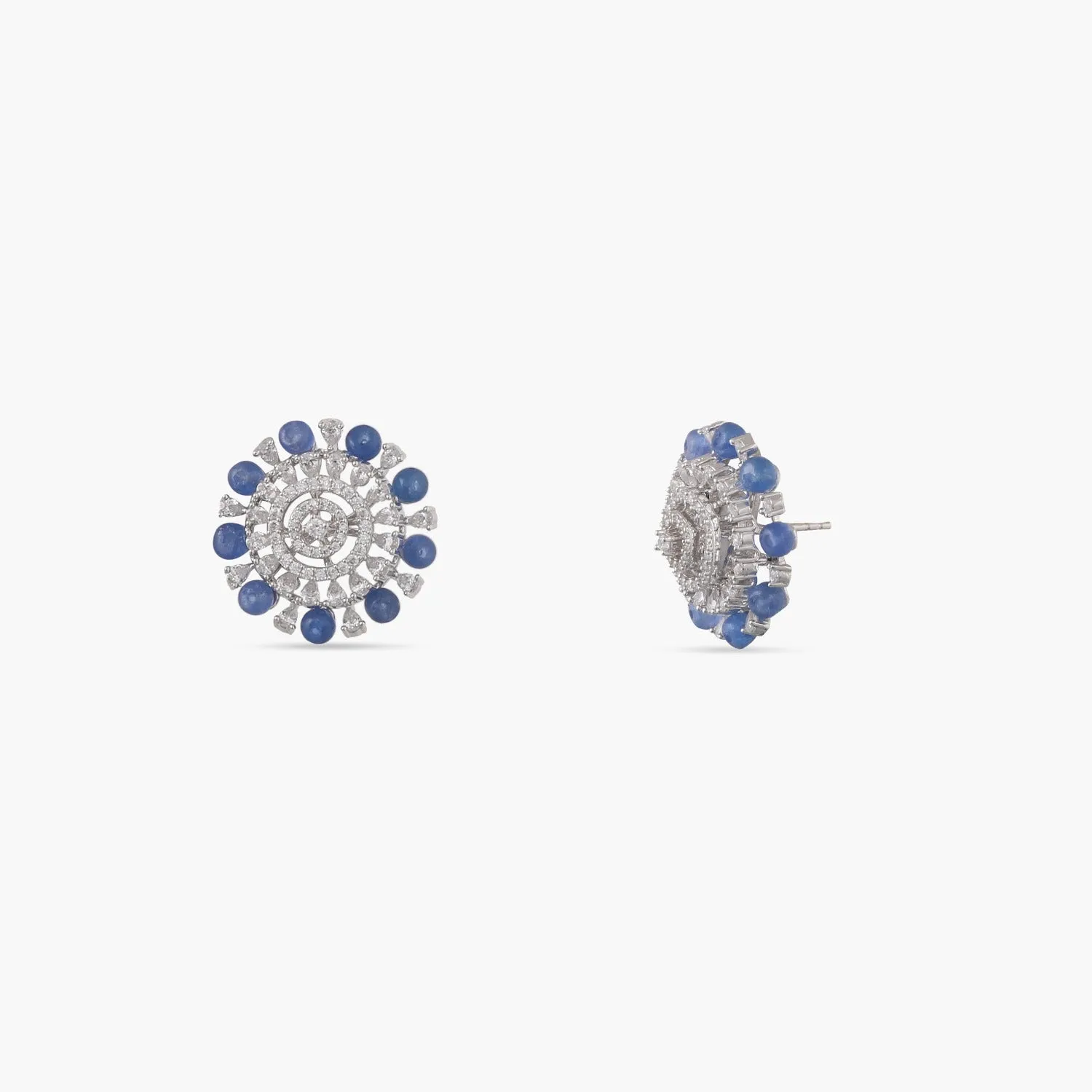 Radiant Blue Oasis Silver CZ Stud Earrings