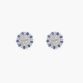 Radiant Blue Oasis Silver CZ Stud Earrings