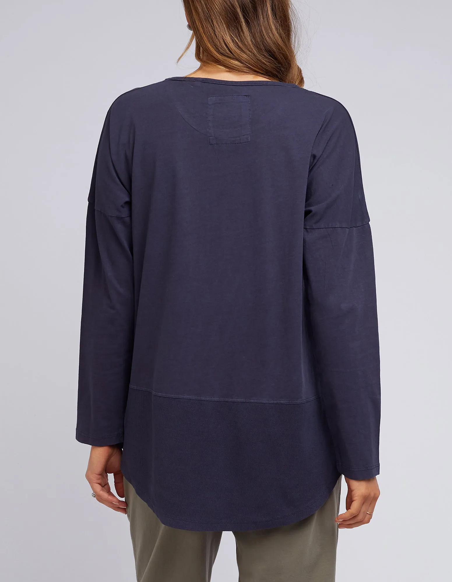 Rib Long Sleeve Tee - Navy