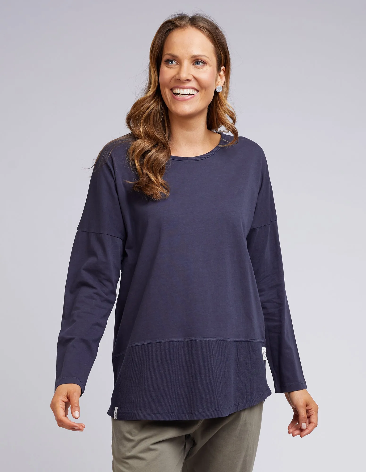 Rib Long Sleeve Tee - Navy