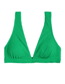 Ribbed Padded Plunge V-Neck Bikini Top