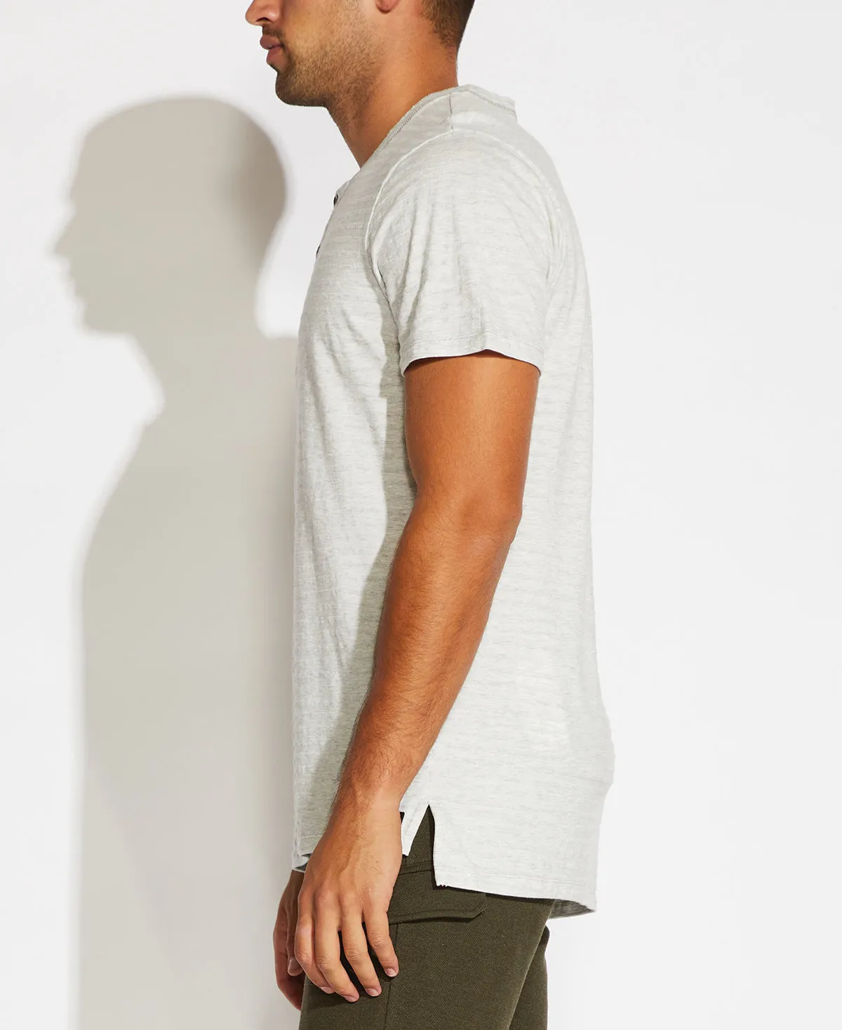 Riley Henley T-Shirt (Heather Light Gray)