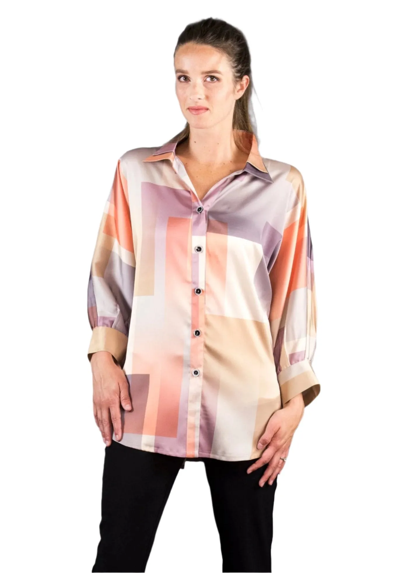 SF126 - Silk By Fridaze - Tuxedo Tail Blouse