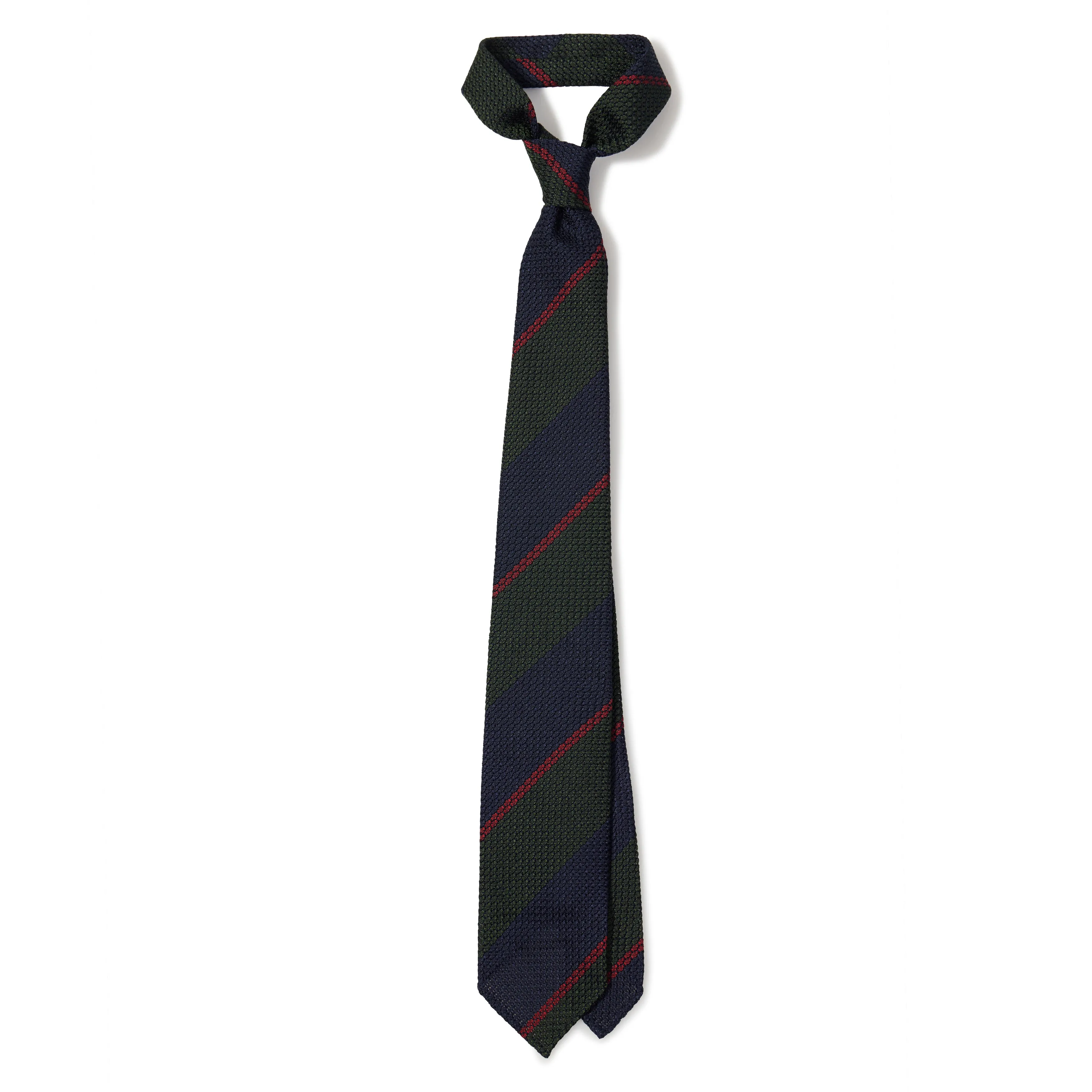 Silk Grossa Grenadine Block Stripe Hand-rolled Tie