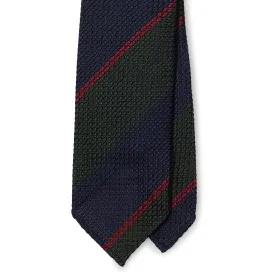 Silk Grossa Grenadine Block Stripe Hand-rolled Tie