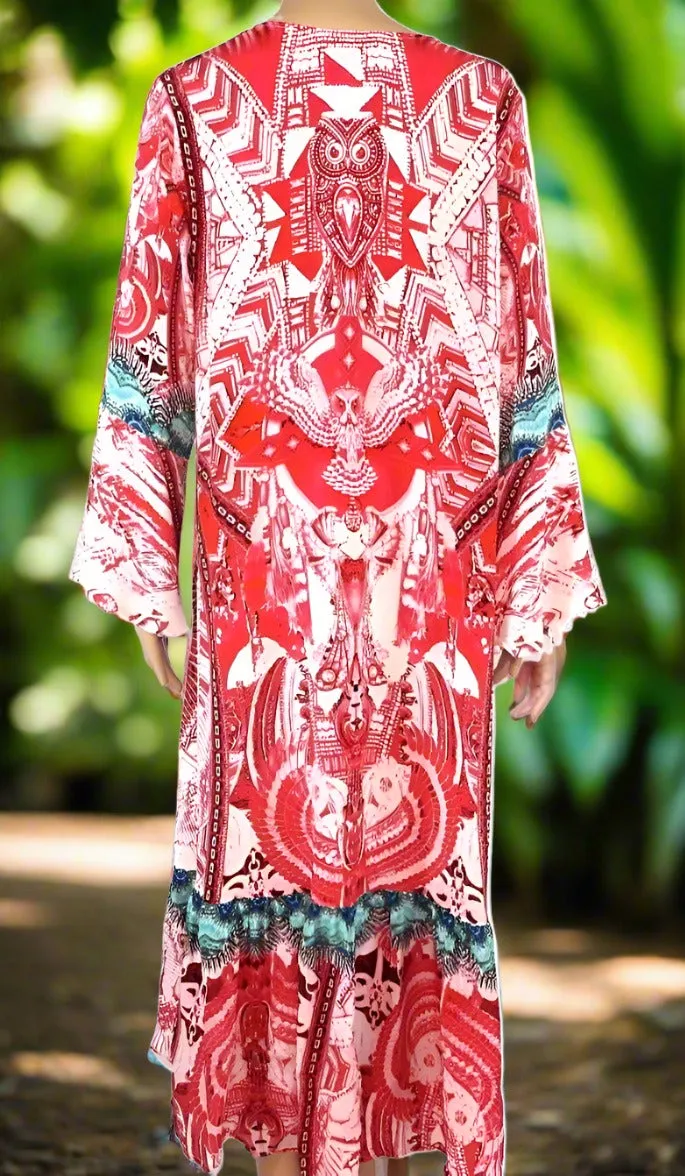 Silk Hi-Low Frill Dress - Frangipani - Pink - kaftans that bling