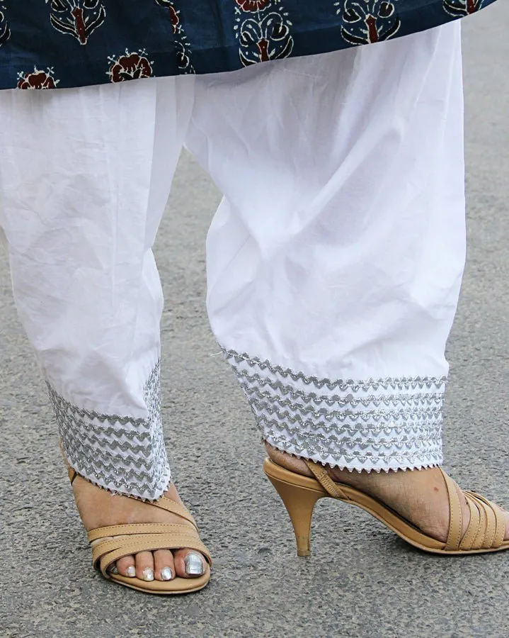 Silver Lahori Poncha Shalwar