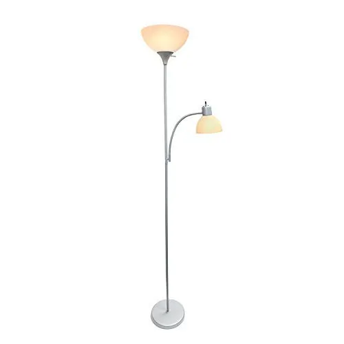 SIMPLE DESIGNS LF2000-SLV FLOOR LAMP WITH READING LIGHT, SILVER