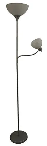 SIMPLE DESIGNS LF2000-SLV FLOOR LAMP WITH READING LIGHT, SILVER