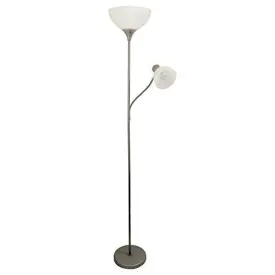 SIMPLE DESIGNS LF2000-SLV FLOOR LAMP WITH READING LIGHT, SILVER