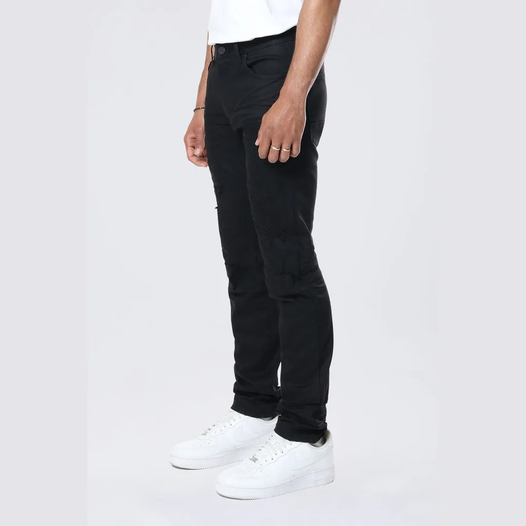 Slim Tapered Vintage Washed Jeans - Jet Black