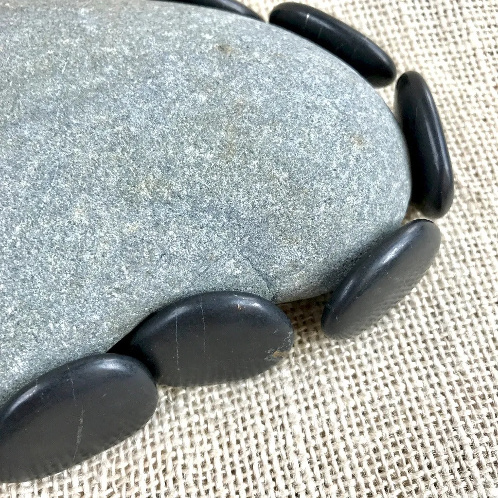 Smooth Polished Black Shungite Pocket Stone, Carry Stone