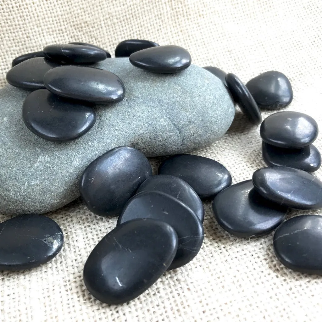 Smooth Polished Black Shungite Pocket Stone, Carry Stone