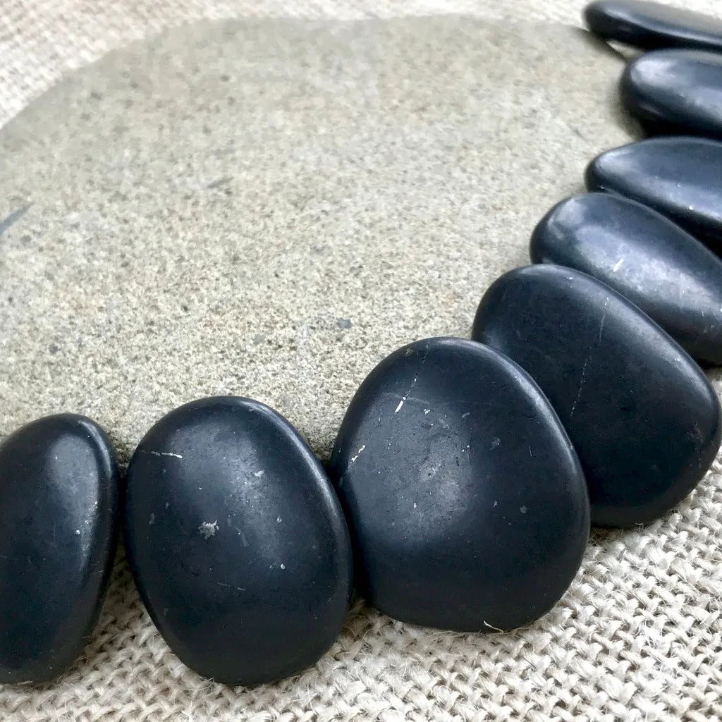 Smooth Polished Black Shungite Pocket Stone, Carry Stone