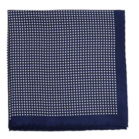 Navy Silk Pocket Square with White Star Pattern - Sovereign Grade 100%