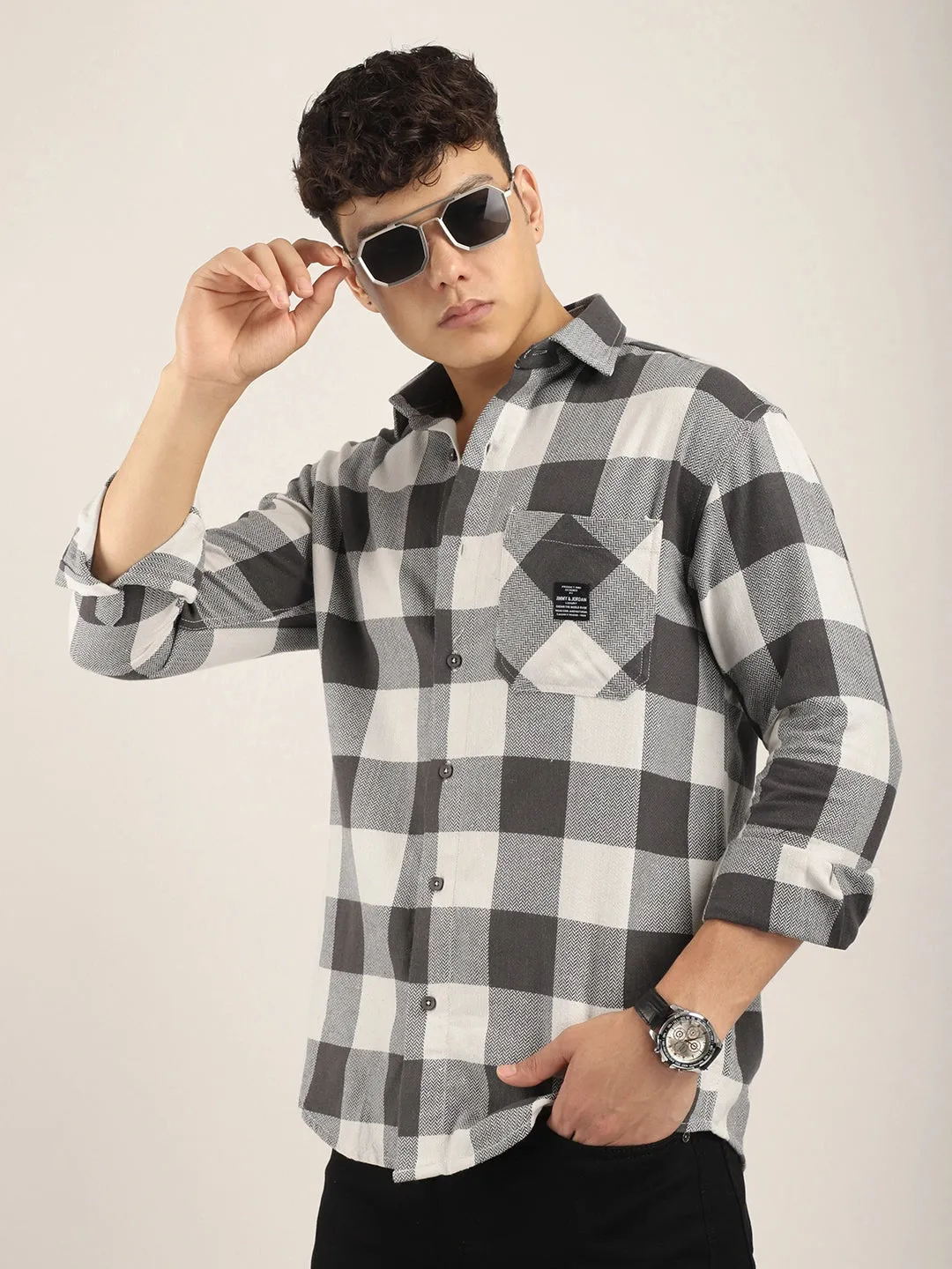 Square Couture White Check Shirt