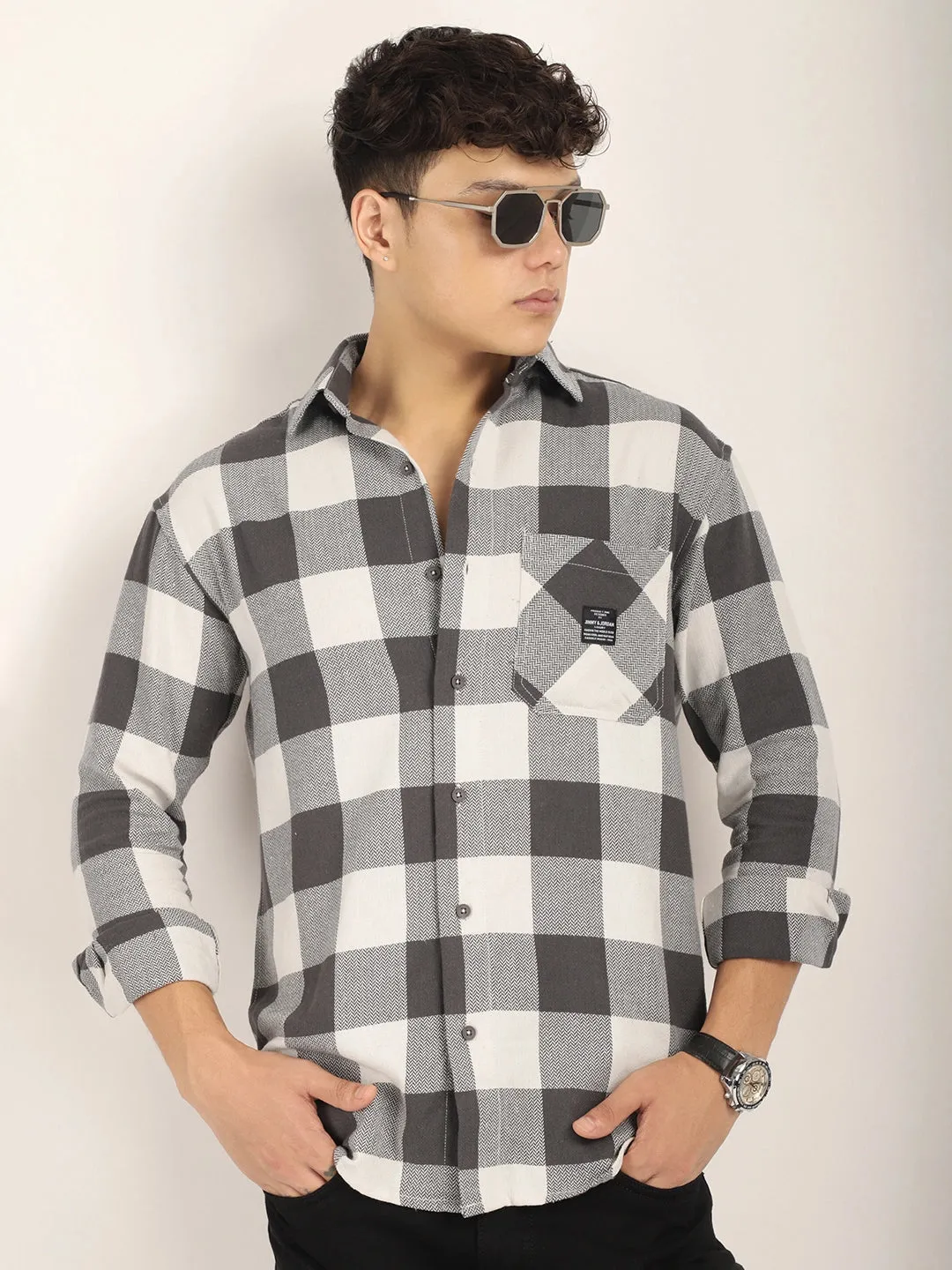 Square Couture White Check Shirt