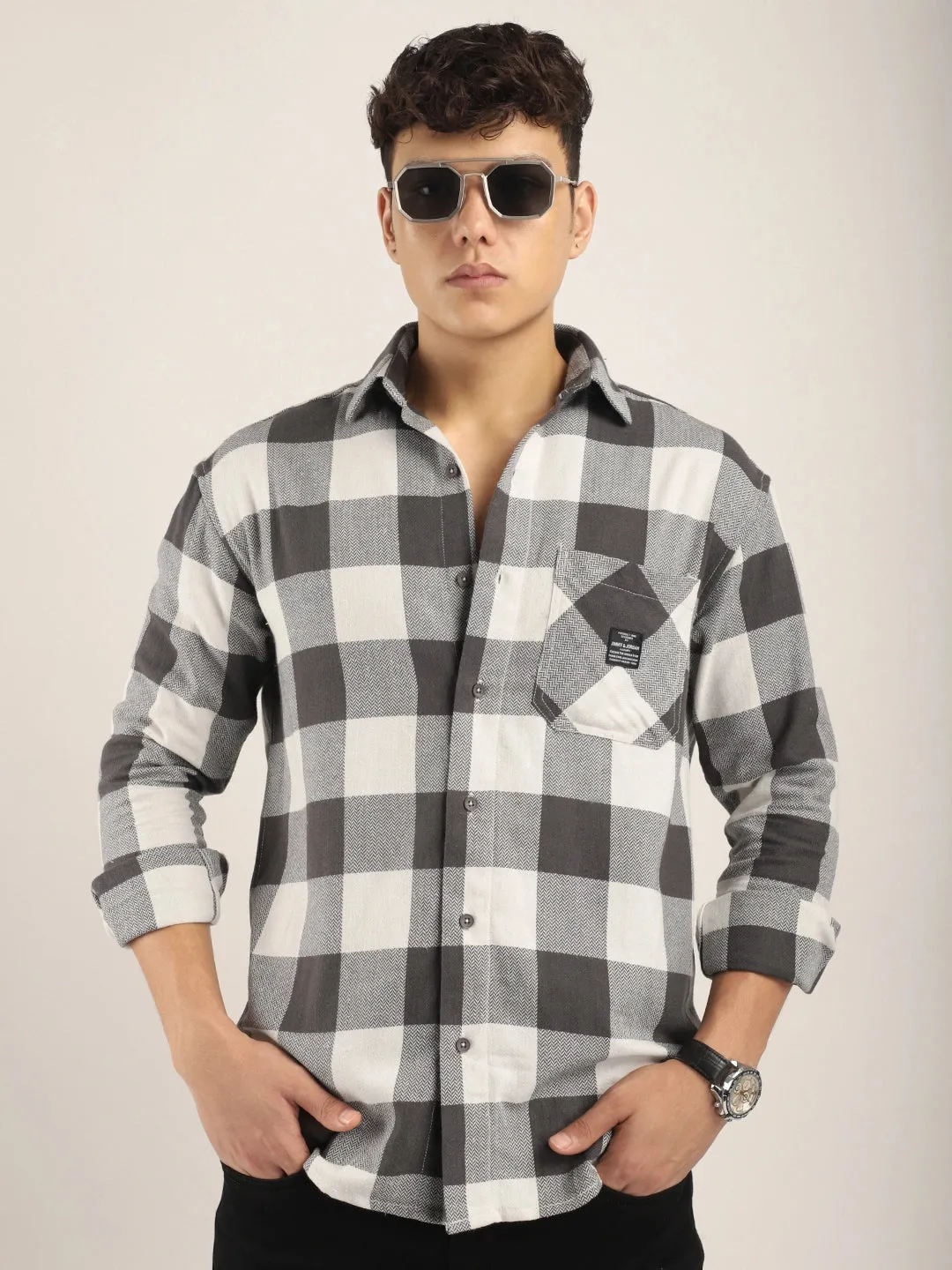 Square Couture White Check Shirt