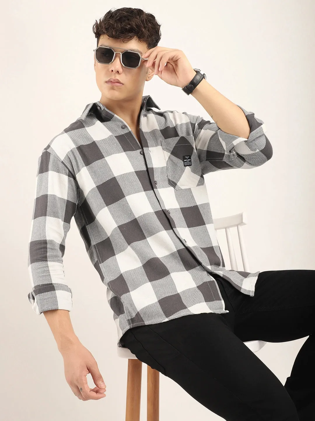 Square Couture White Check Shirt