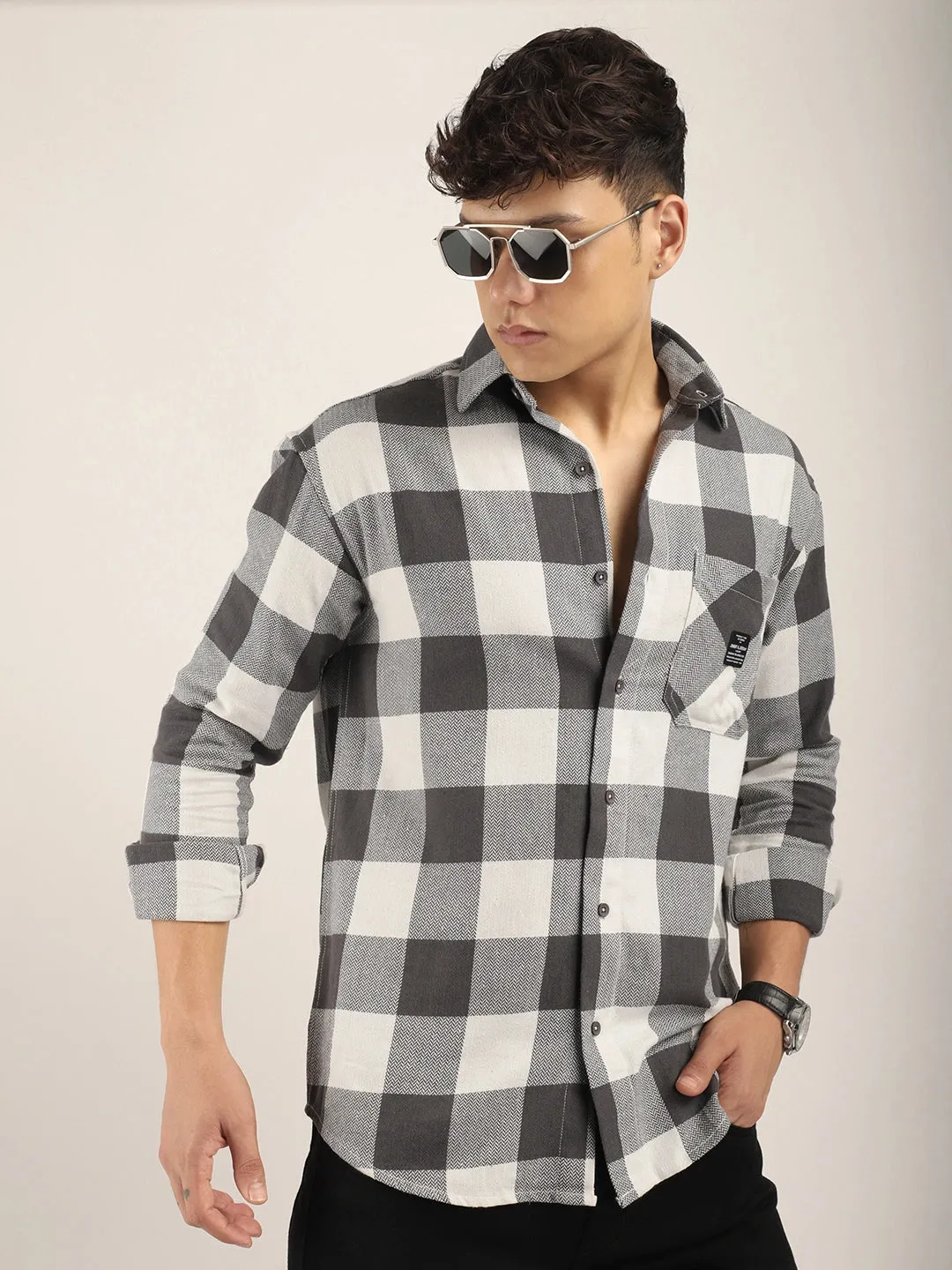 Square Couture White Check Shirt