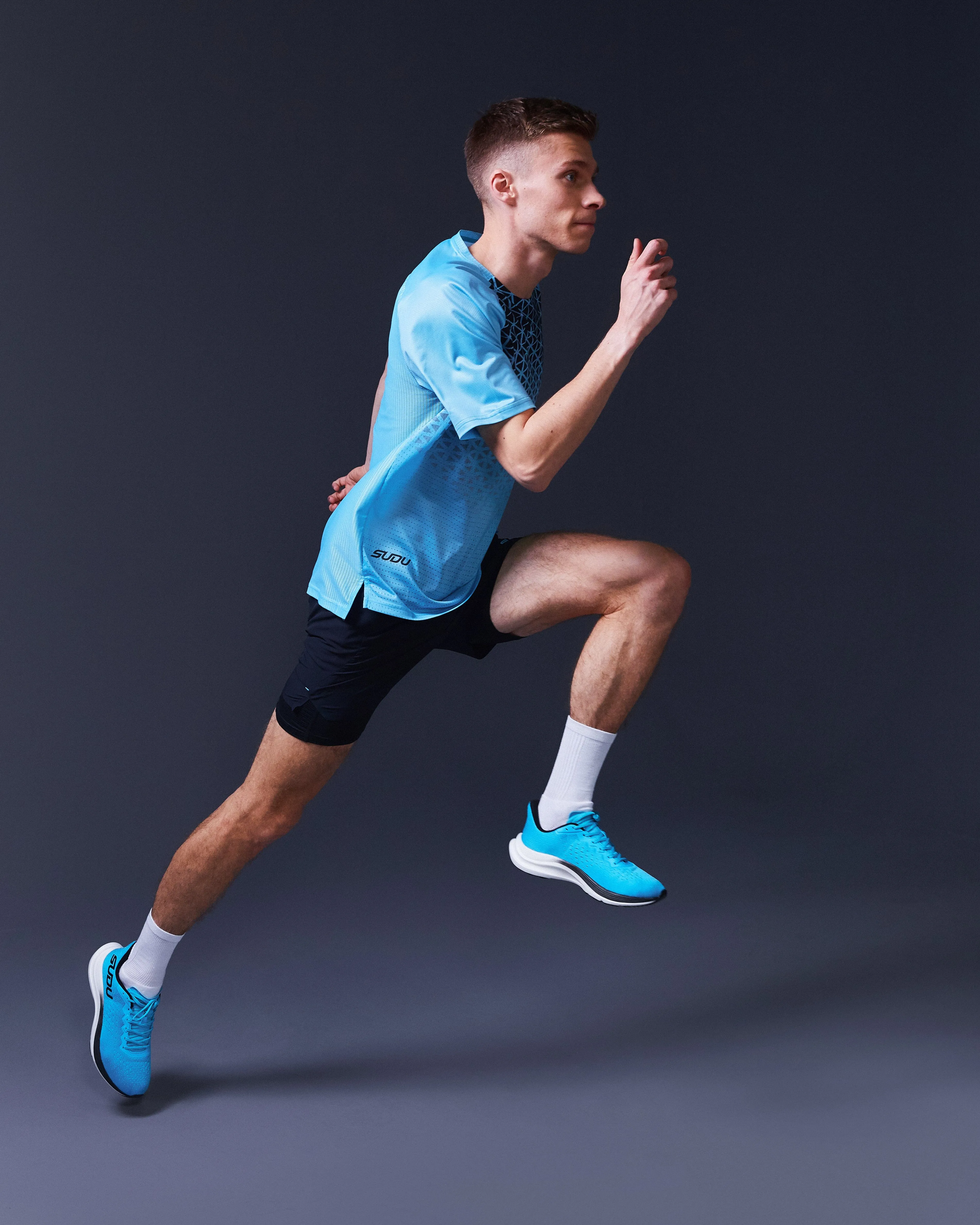 SRT SS 01 Run Short Sleeve T-Shirt - Light Blue/Black