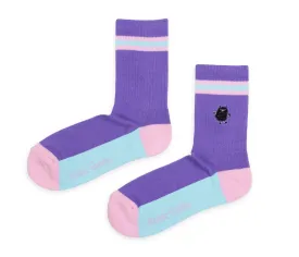 Stinky Retro Embroidery Socks Ladies - Lilac