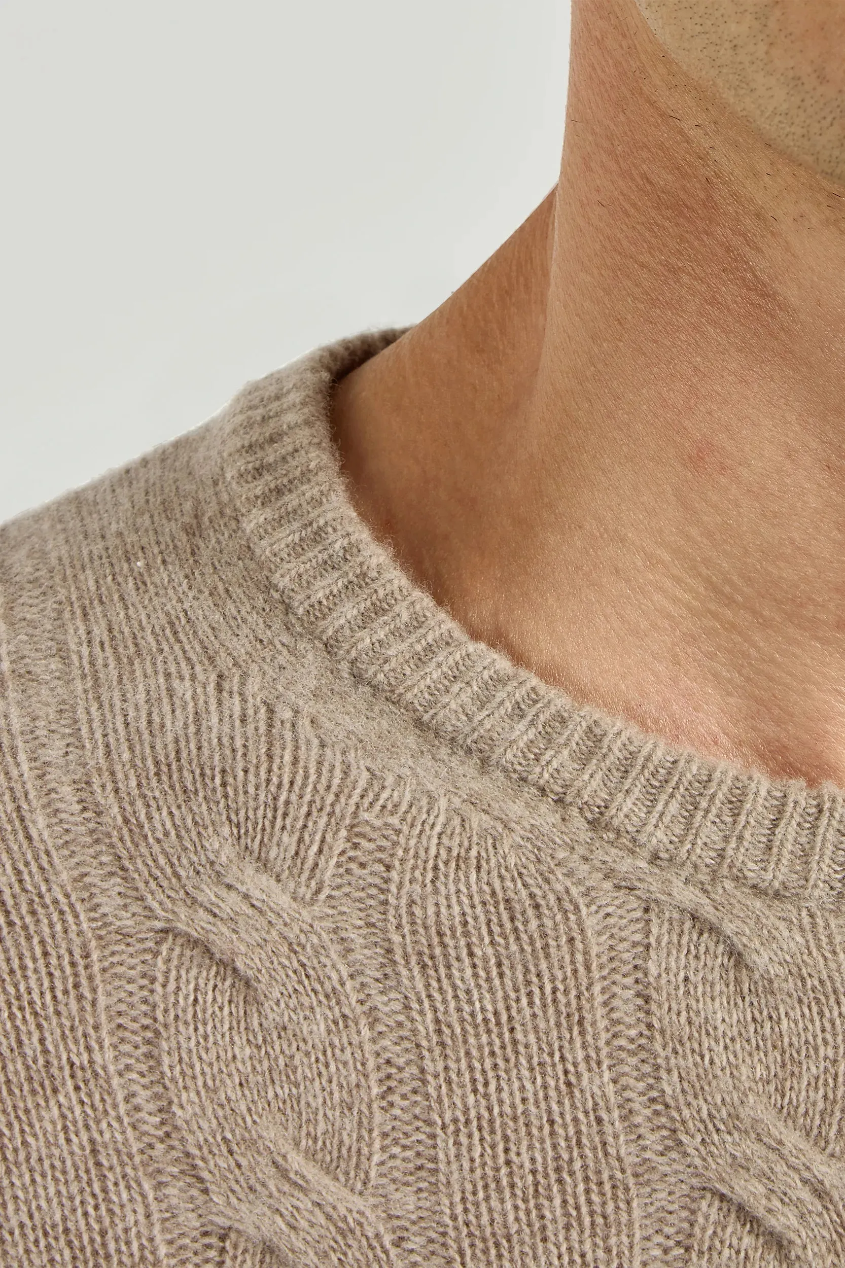 Taupe cable knit sweater – Made in italy