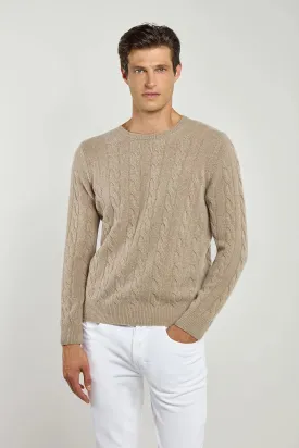 Taupe cable knit sweater – Made in italy