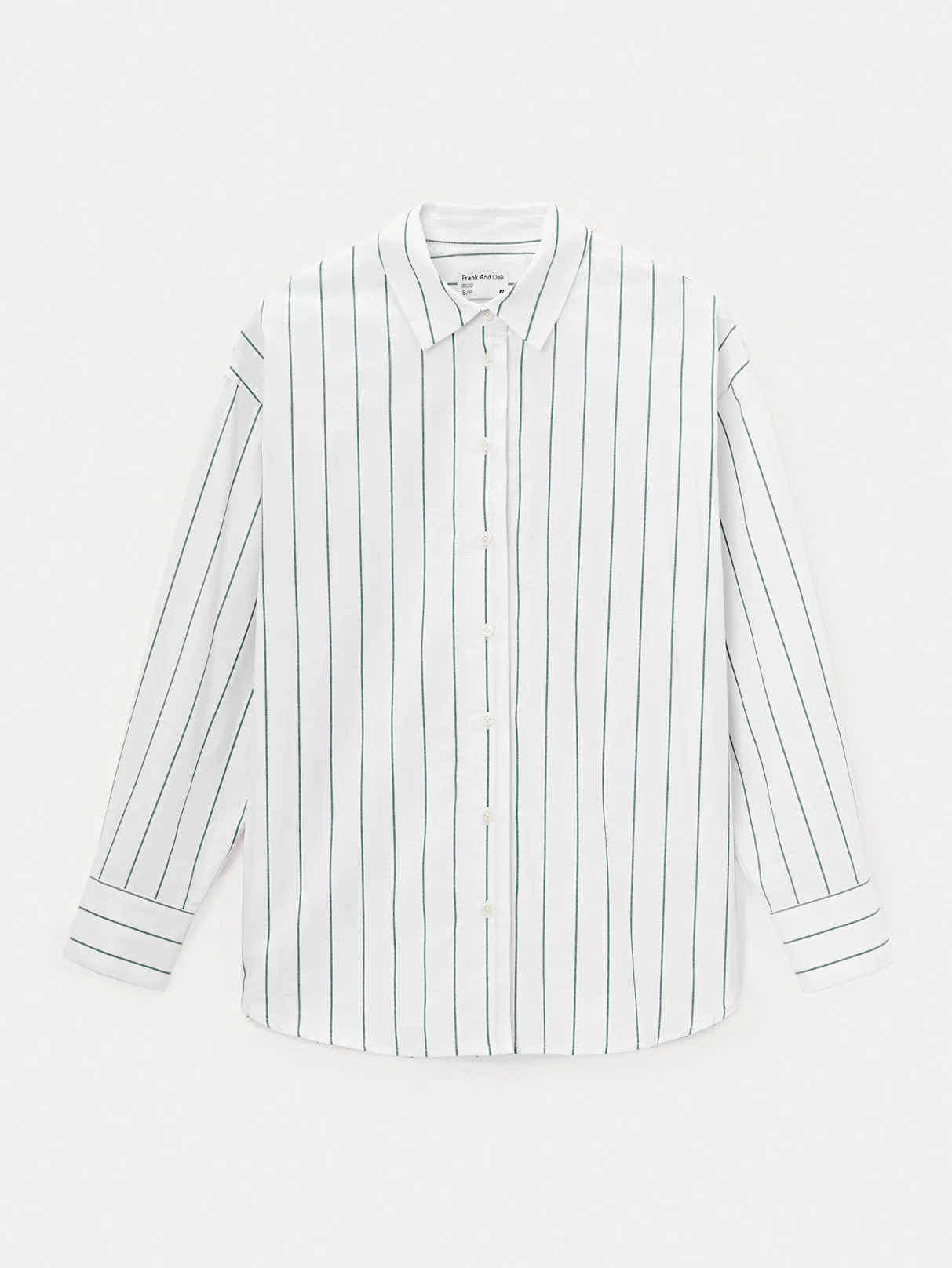 The Loose Striped Kapok Shirt in Dark Green