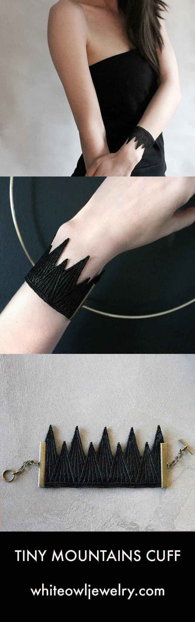 tiny mountains black lace cuff