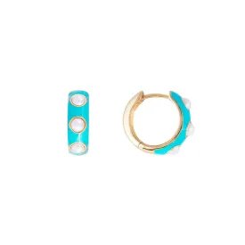 TURQUOISE CRYSTAL PEARL MIDI HOOPS