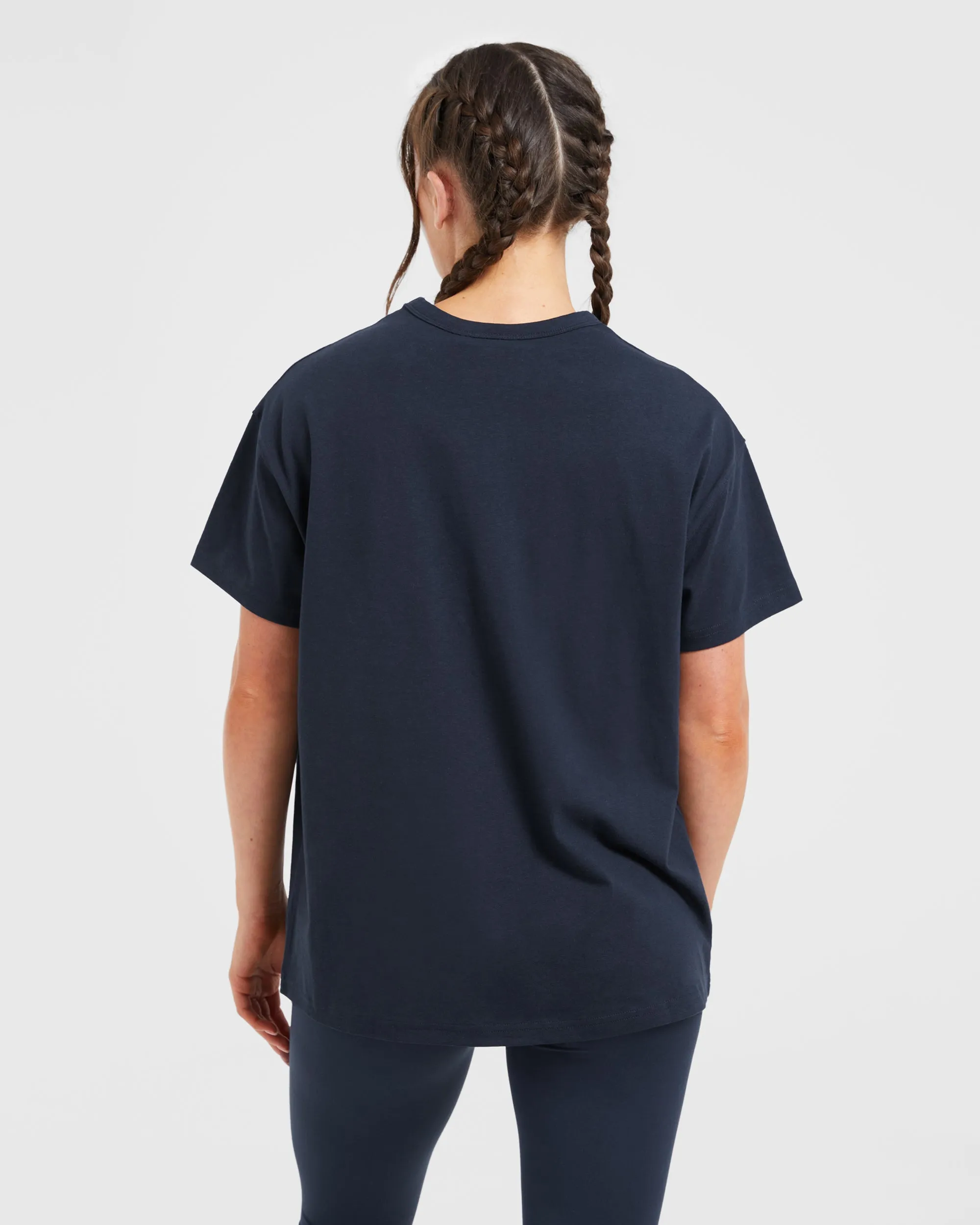 Varsity Oversized T Shirt - Navy