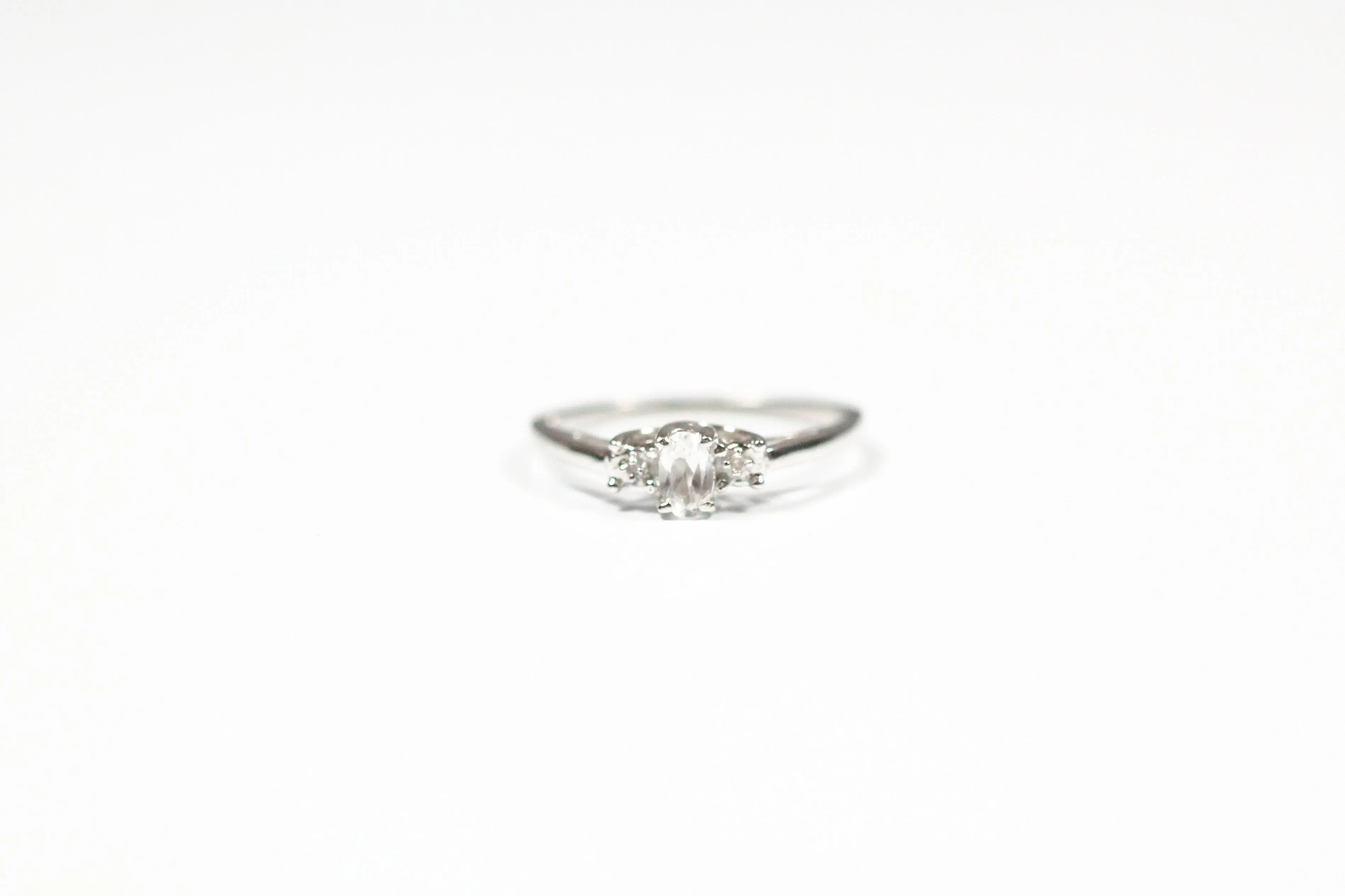 White Gold White Topaz and Diamond Ring