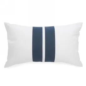 WHITE RECTAGULAR CUSHION WITH BLUE STRIPES (12X20)