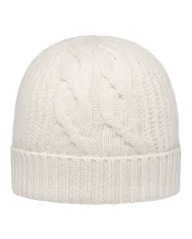 Women's Cable Rib Cashmere Hat With Lurex Snow Grey Sparkle