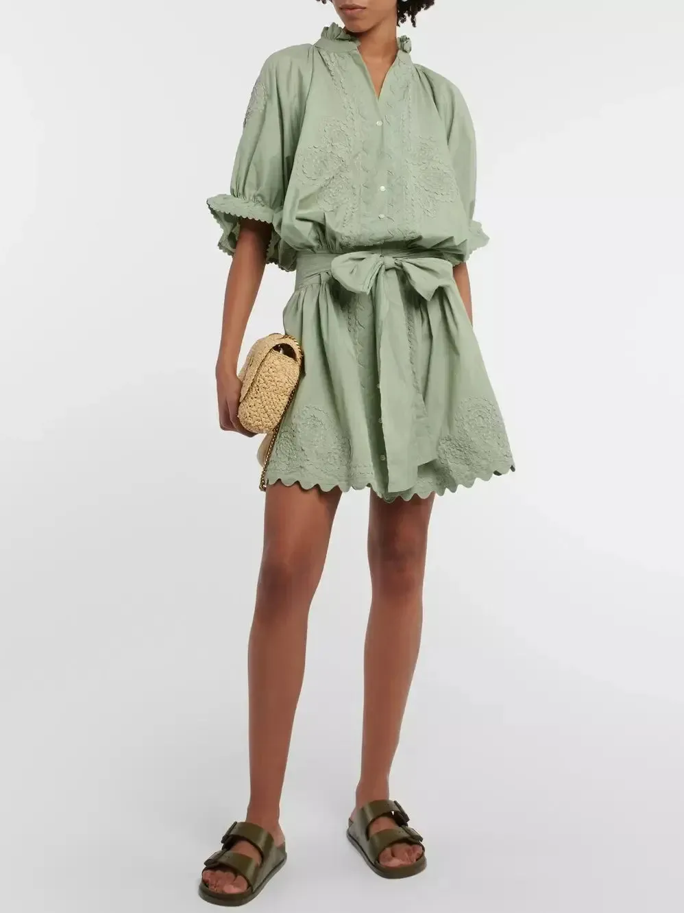 Women’s Cotton Poplin Tie-Waist Mini Shirt Dress