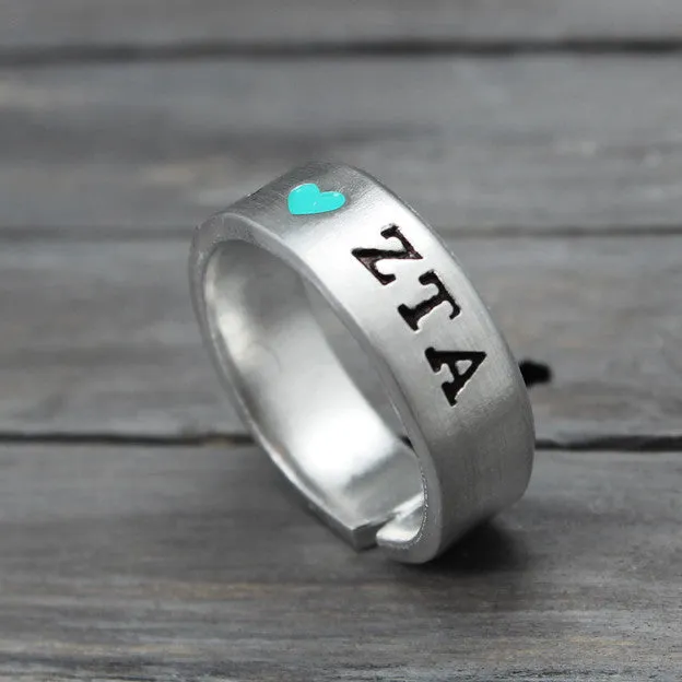 Zeta Tau Alpha Heart Ring