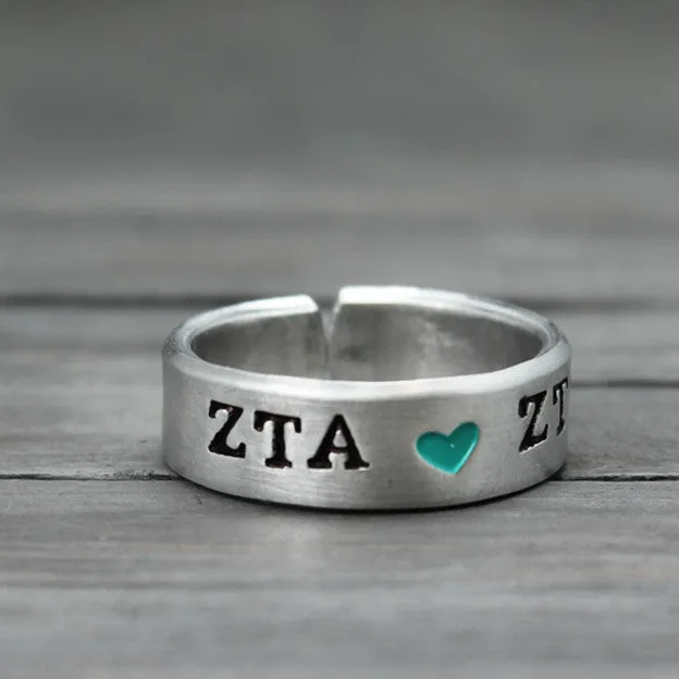 Zeta Tau Alpha Heart Ring