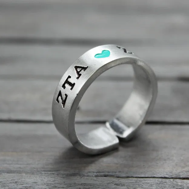 Zeta Tau Alpha Heart Ring